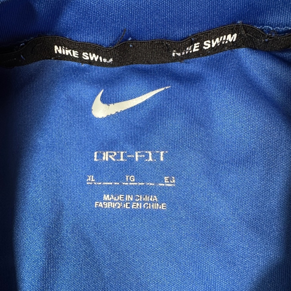 Nike Swim Rash Guard Men XL Blue Americana Swoosh Dri-FIT Short Sleeve - Picture 7 of 11